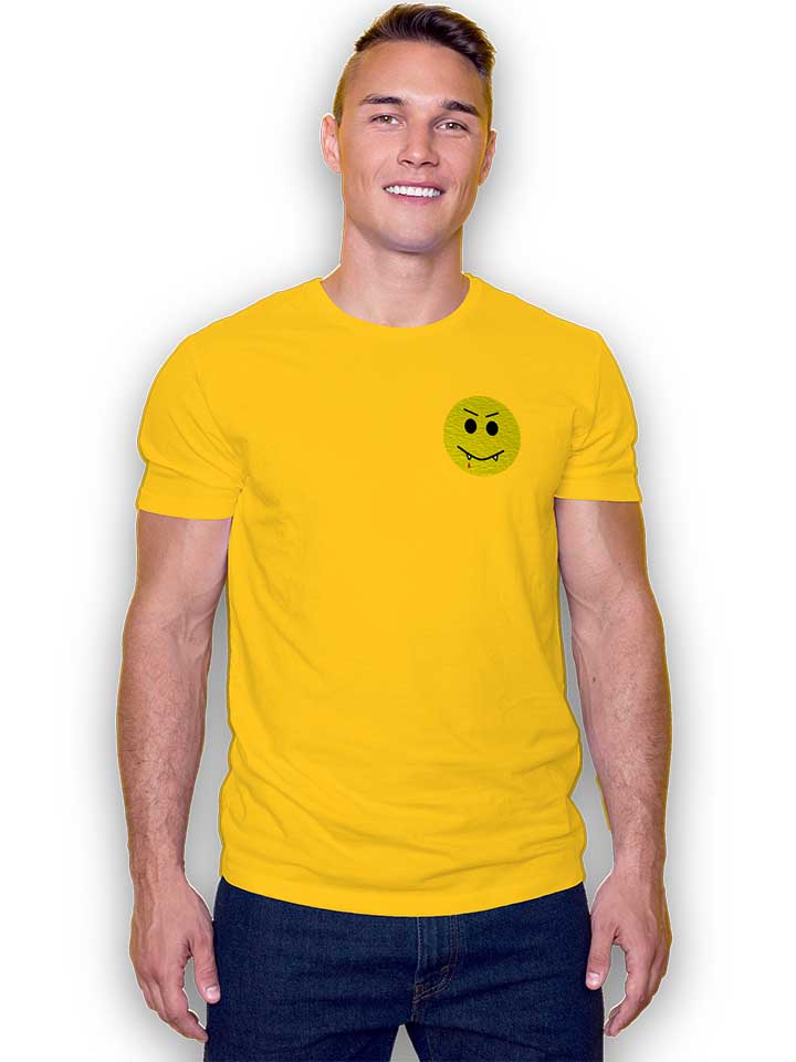 vampir-smiley-chest-print-t-shirt gelb 2