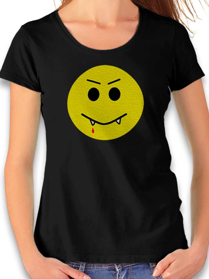 Vampir Smiley Damen T-Shirt schwarz L