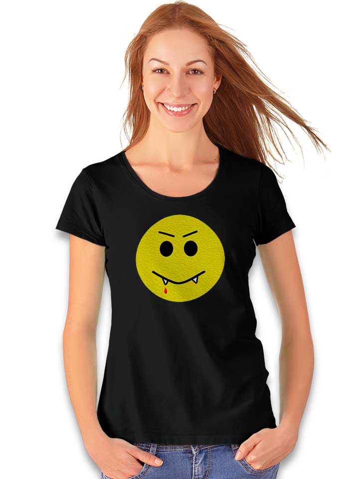 vampir-smiley-damen-t-shirt schwarz 2