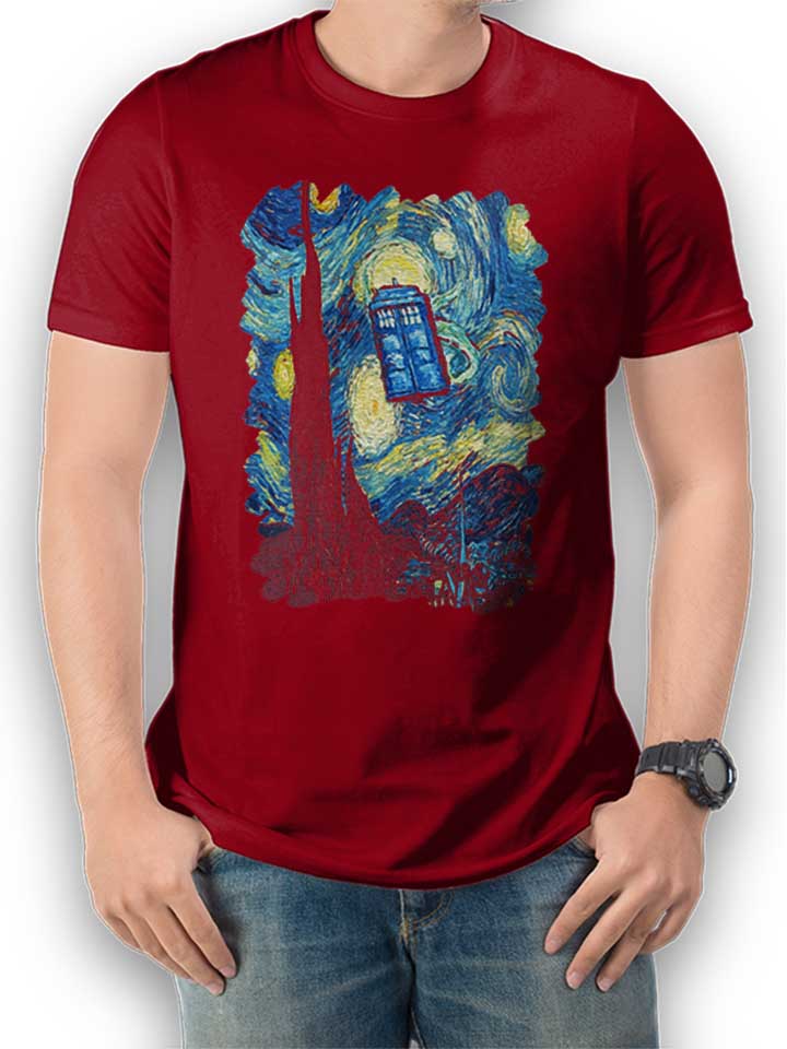 Van Gogh Dr Who T-Shirt bordeaux L
