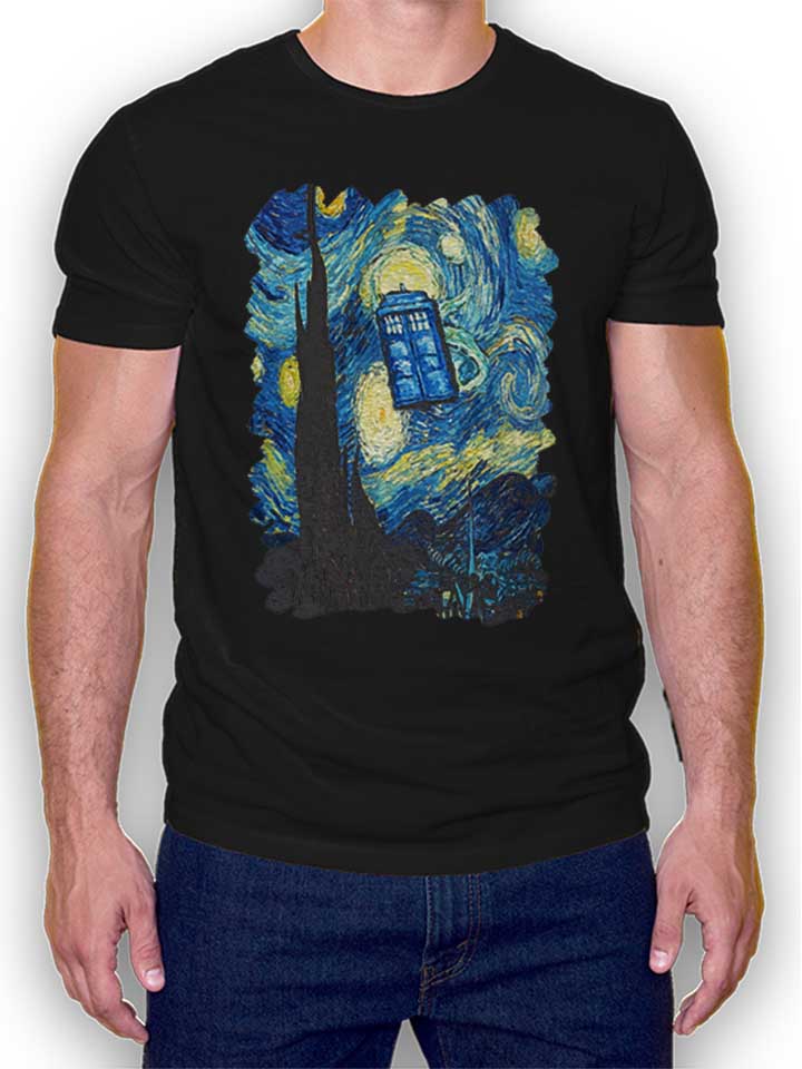 Van Gogh Dr Who T-Shirt schwarz L
