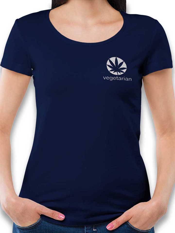 vegetarian-chest-print-damen-t-shirt dunkelblau 1