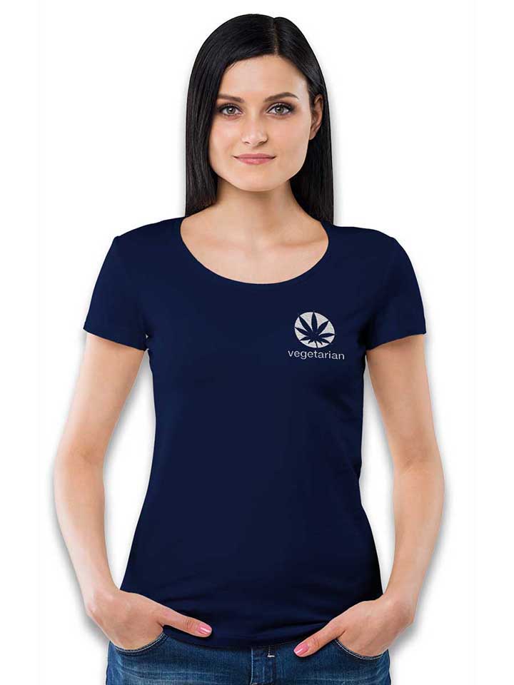 vegetarian-chest-print-damen-t-shirt dunkelblau 2