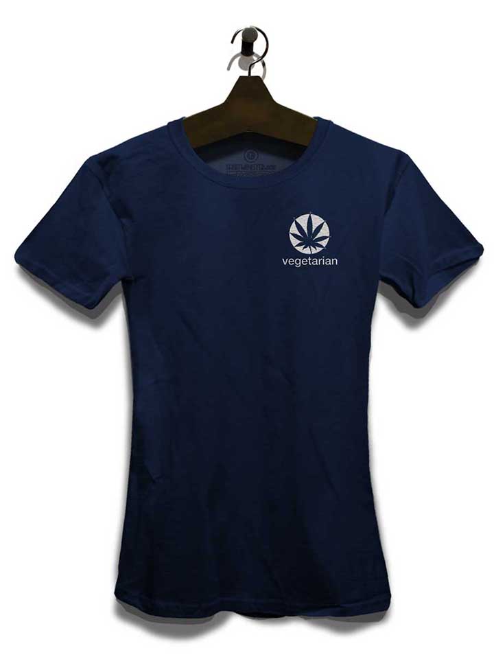 vegetarian-chest-print-damen-t-shirt dunkelblau 3