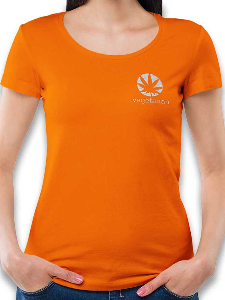 vegetarian-chest-print-damen-t-shirt orange 1