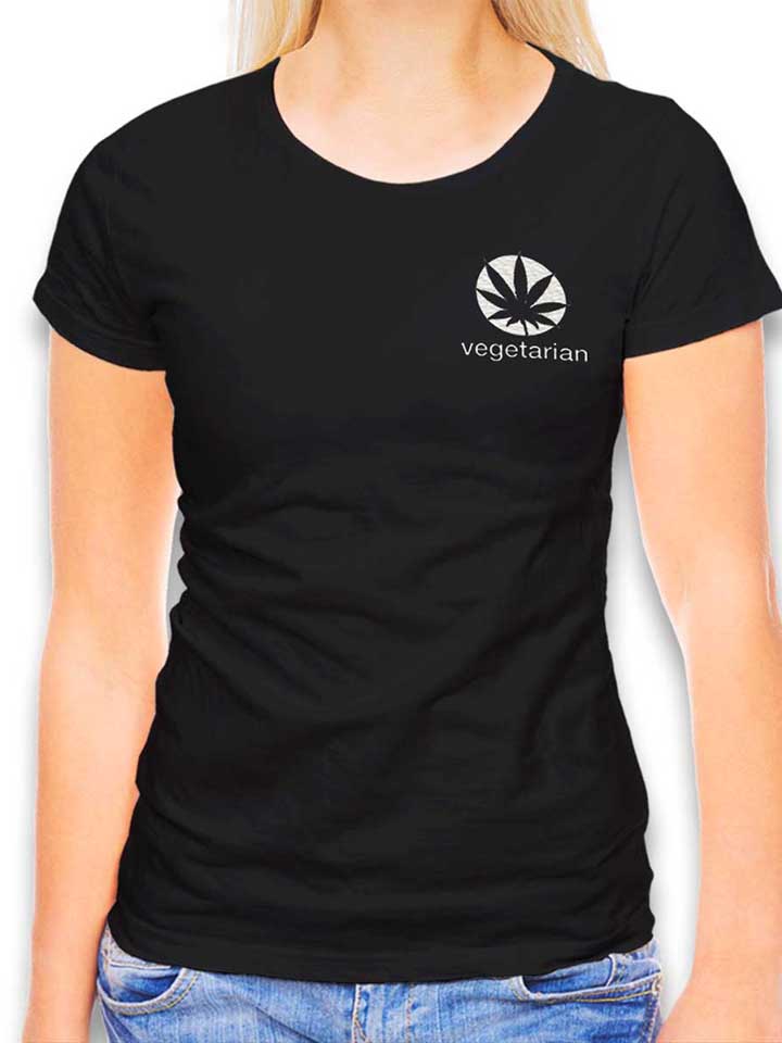 Vegetarian Chest Print T-Shirt Femme noir L