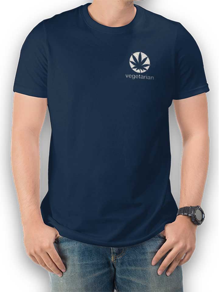 vegetarian-chest-print-t-shirt dunkelblau 1