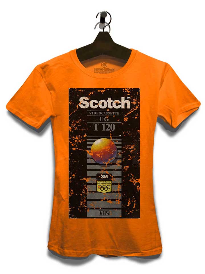 vhs-cassette-vintage-damen-t-shirt orange 3