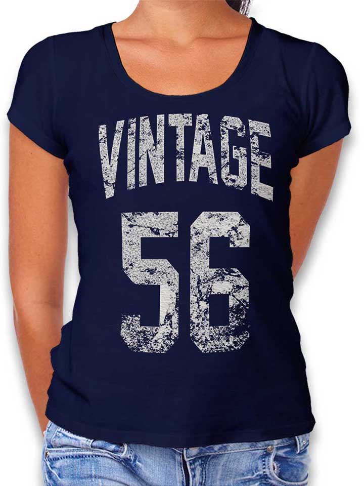 Vintage 1956 Damen T-Shirt dunkelblau L