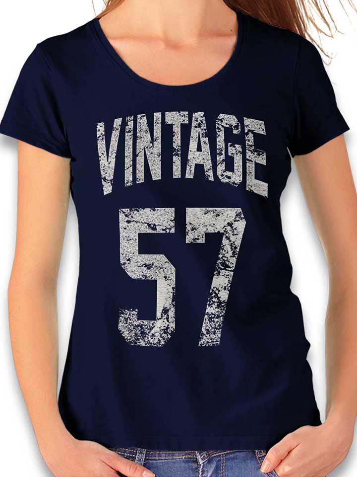 Vintage 1957 Damen T-Shirt dunkelblau L