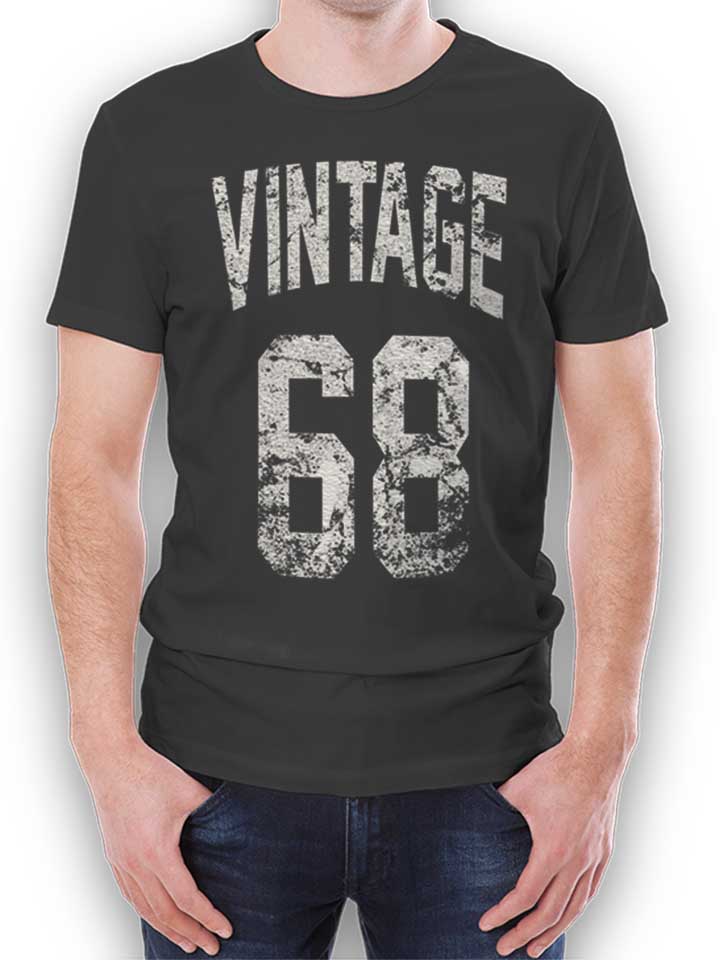 Vintage 1968 Camiseta gris-oscuro L
