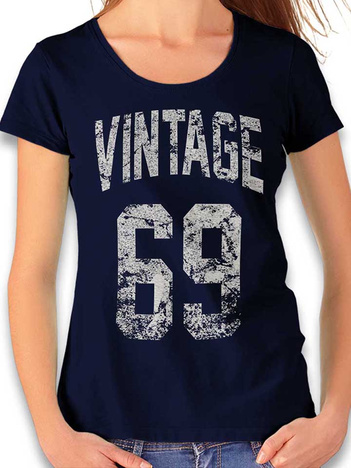 Vintage 1969 Damen T-Shirt dunkelblau L