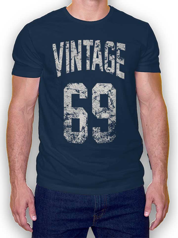 Vintage 1969 Camiseta azul-marino L