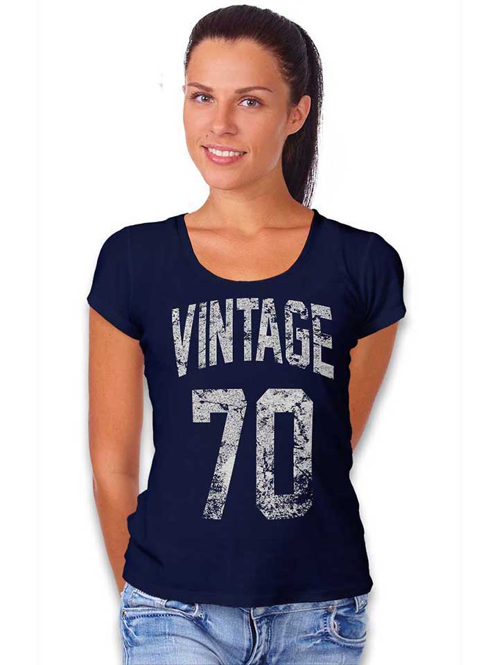 vintage-1970-damen-t-shirt dunkelblau 2