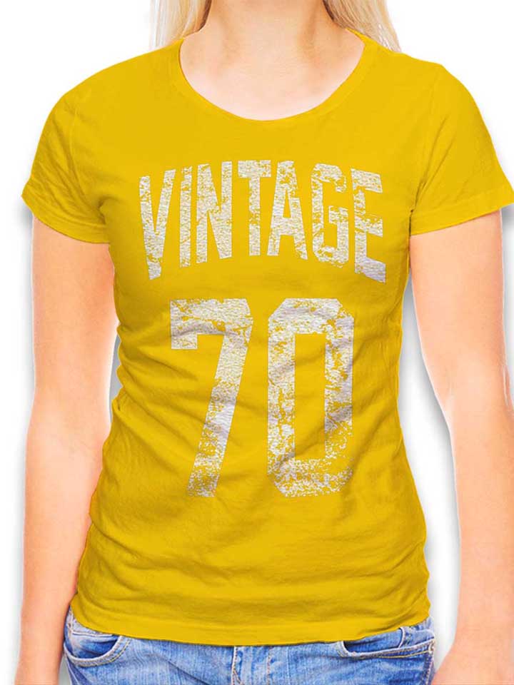 Vintage 1970 Damen T-Shirt gelb L
