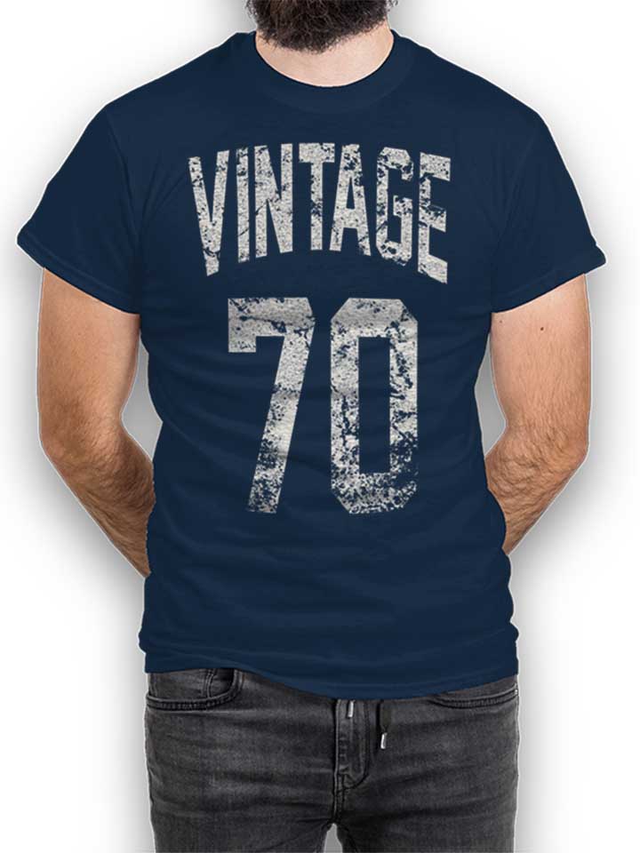 Vintage 1970 Camiseta azul-marino L