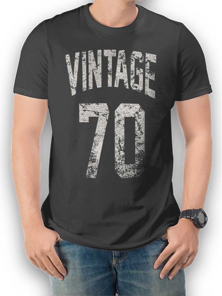 Vintage 1970 Camiseta gris-oscuro L