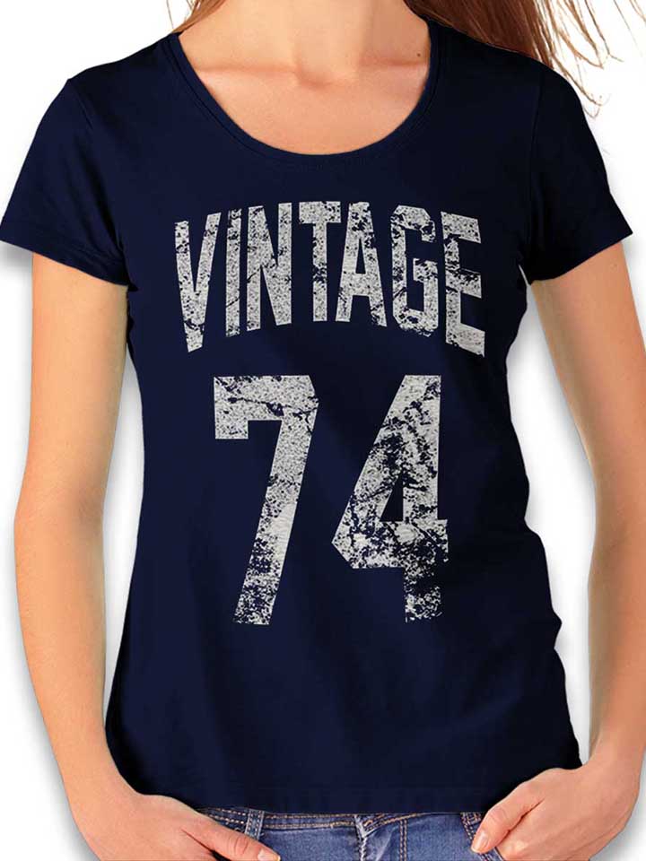 Vintage 1974 Damen T-Shirt dunkelblau L