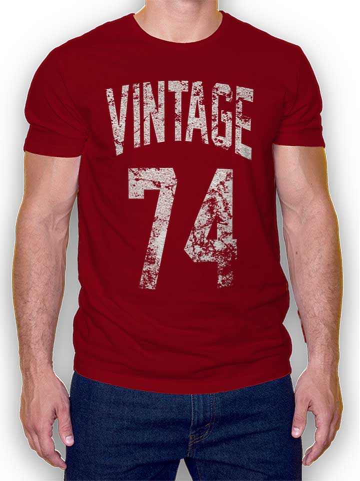 Vintage 1974 Camiseta burdeos L