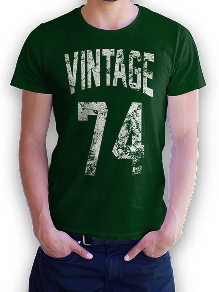 Vintage 1974 Camiseta verde-oscuro L