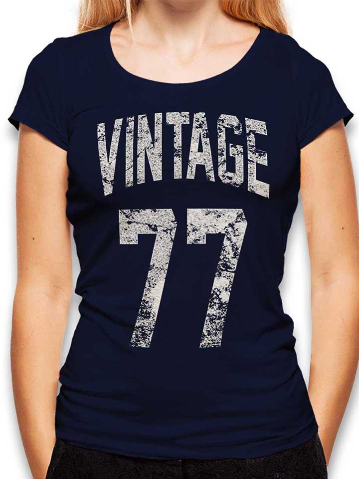 Vintage 1977 Damen T-Shirt dunkelblau L