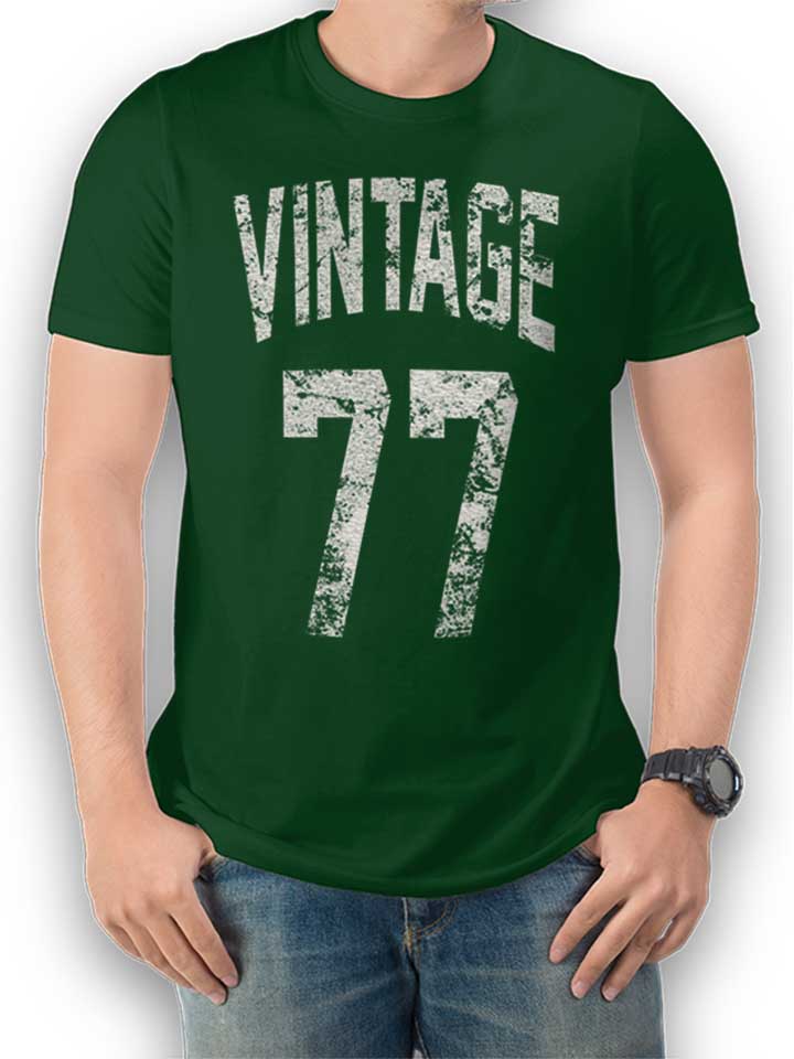 Vintage 1977 Camiseta verde-oscuro L