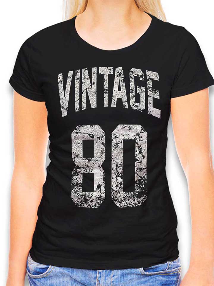 Vintage 1980 Damen T-Shirt schwarz L