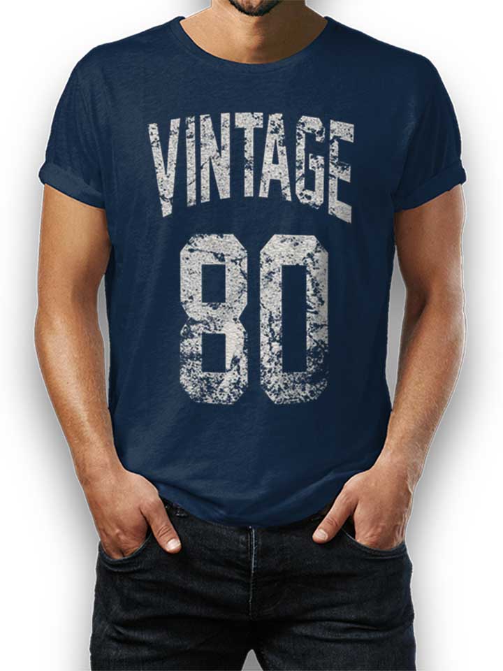 Vintage 1980 Kinder T-Shirt dunkelblau 110 / 116