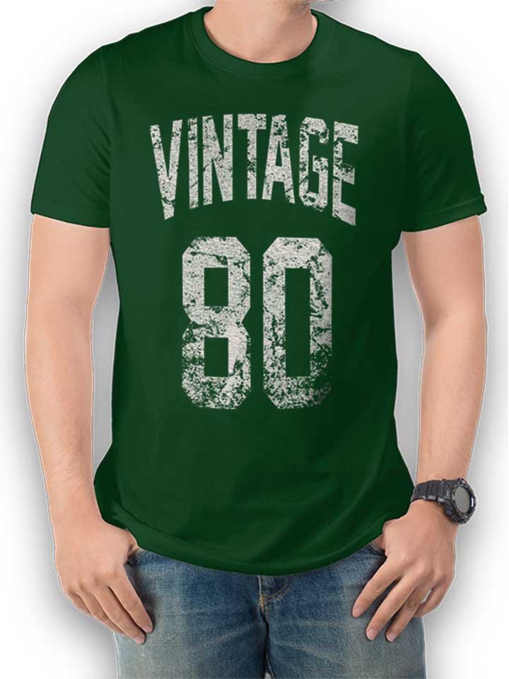 Vintage 1980 T-Shirt dunkelgruen L