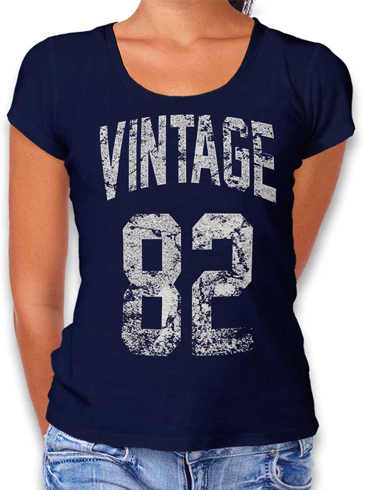 Vintage 1982 Damen T-Shirt dunkelblau L