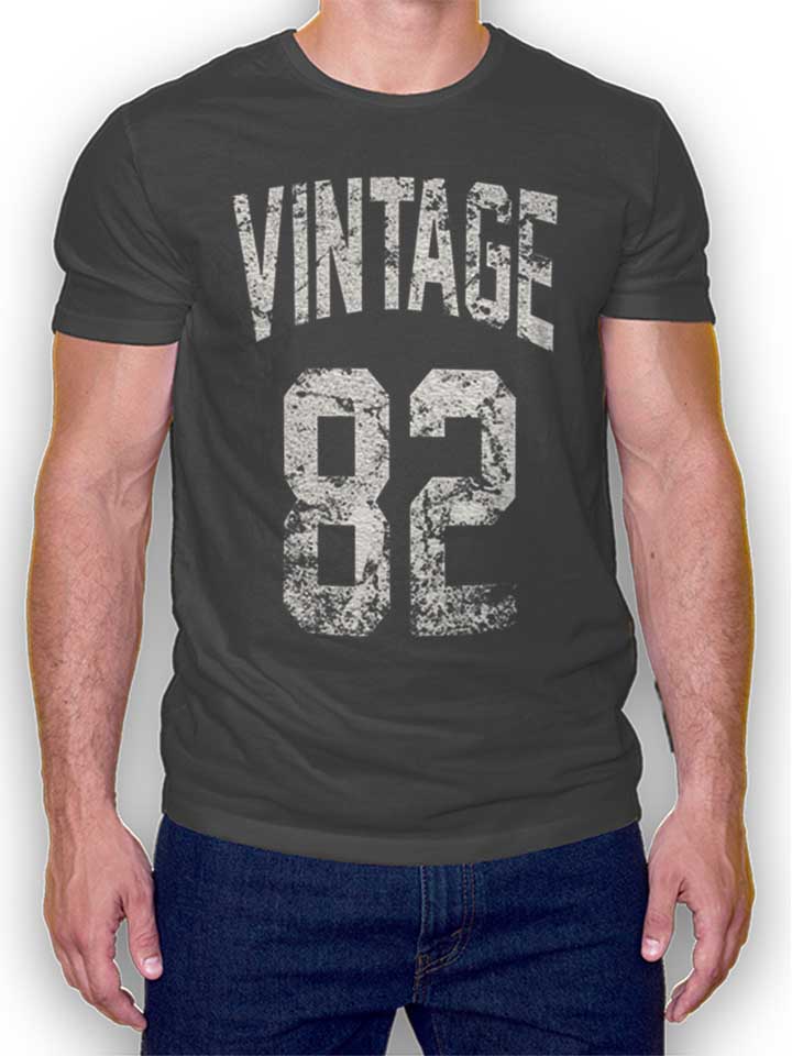 Vintage 1982 Camiseta gris-oscuro L