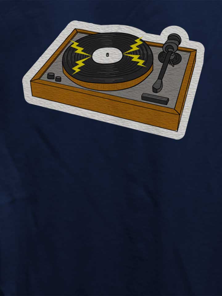 vintage-vinyl-turntable-damen-t-shirt dunkelblau 4