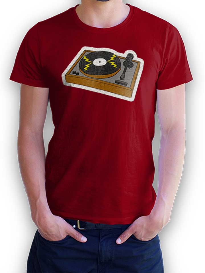 Vintage Vinyl Turntable Camiseta burdeos L