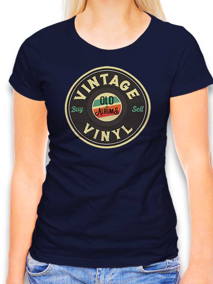 Vintage Vinyl Damen T-Shirt dunkelblau L