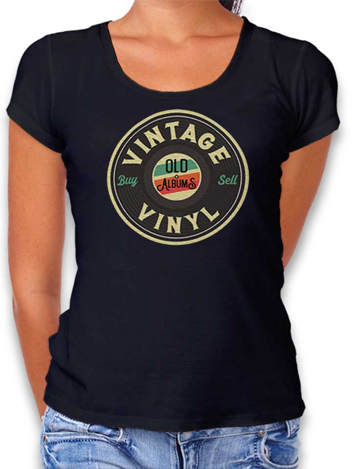 vintage-vinyl-damen-t-shirt schwarz 1