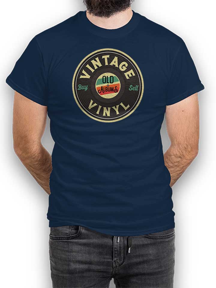 Vintage Vinyl T-Shirt navy L