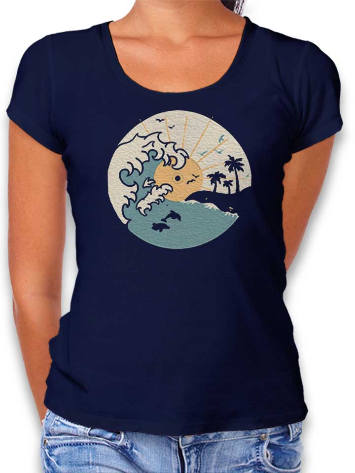 vinyl-beach-damen-t-shirt dunkelblau 1