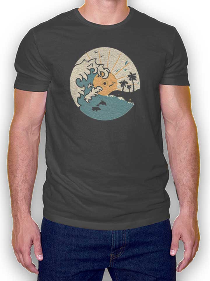 Vinyl Beach T-Shirt gris-fonc L