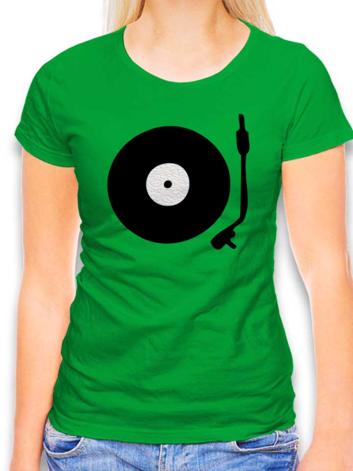 Vinyl Record Turntable T-Shirt Femme vert L
