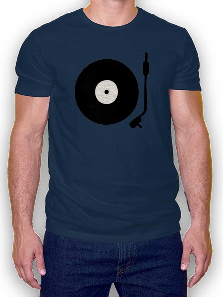 Vinyl Record Turntable T-Shirt dunkelblau L