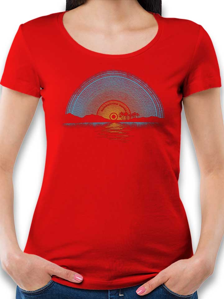 vinyl-sunset-02-damen-t-shirt rot 1