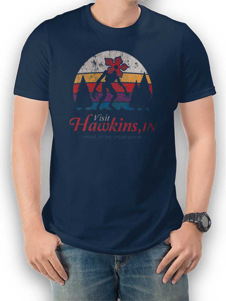 Visit Hawkins Stranger Things Camiseta azul-marino L