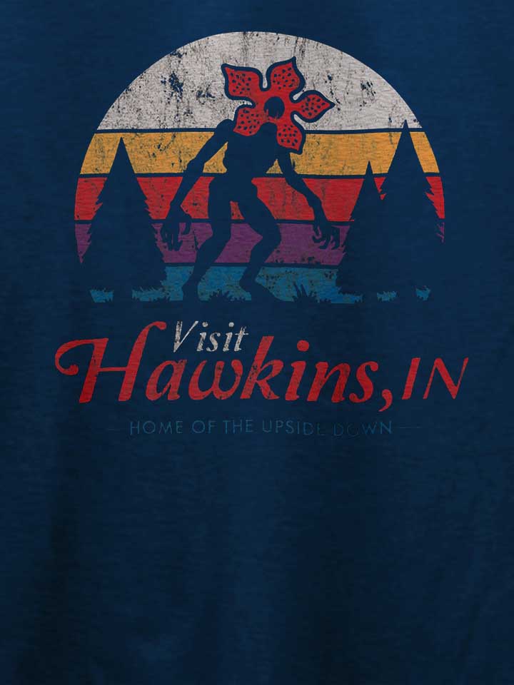 visit-hawkins-stranger-things-t-shirt dunkelblau 4