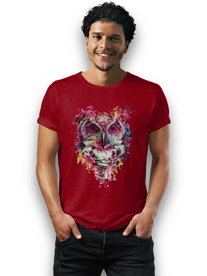 watercolor-owl-t-shirt bordeaux 2