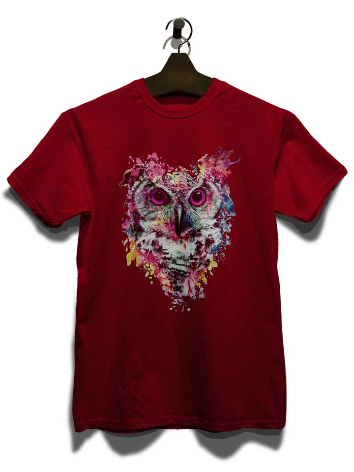 watercolor-owl-t-shirt bordeaux 3