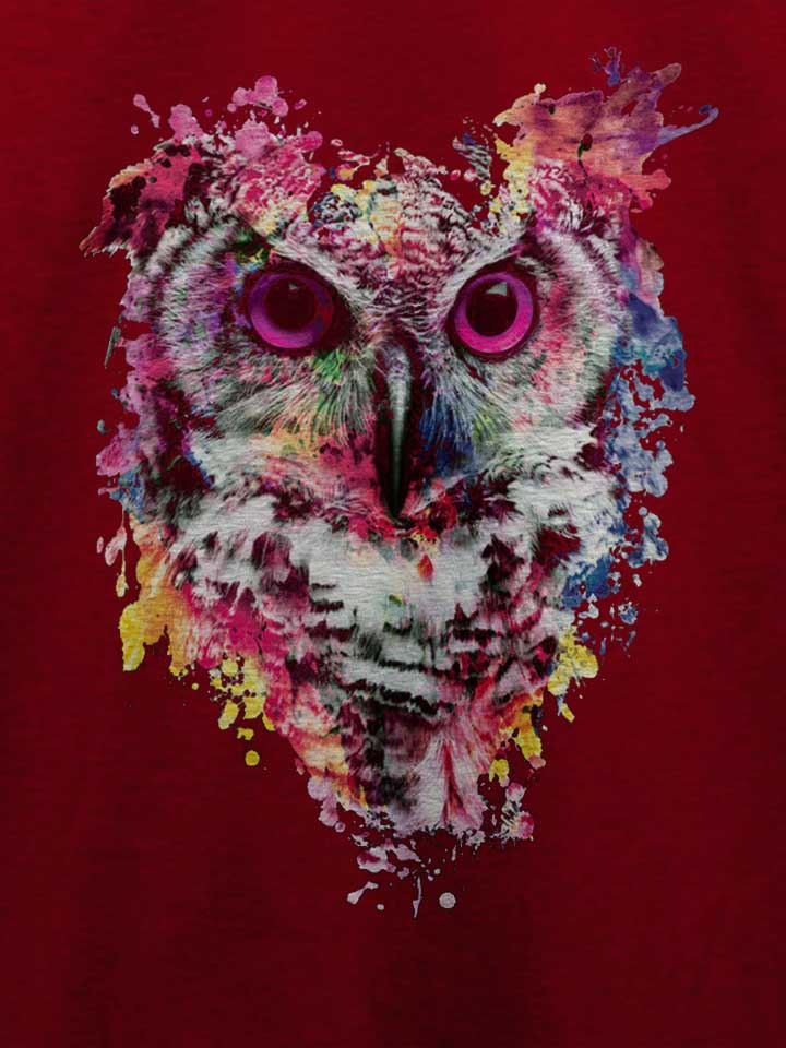 watercolor-owl-t-shirt bordeaux 4