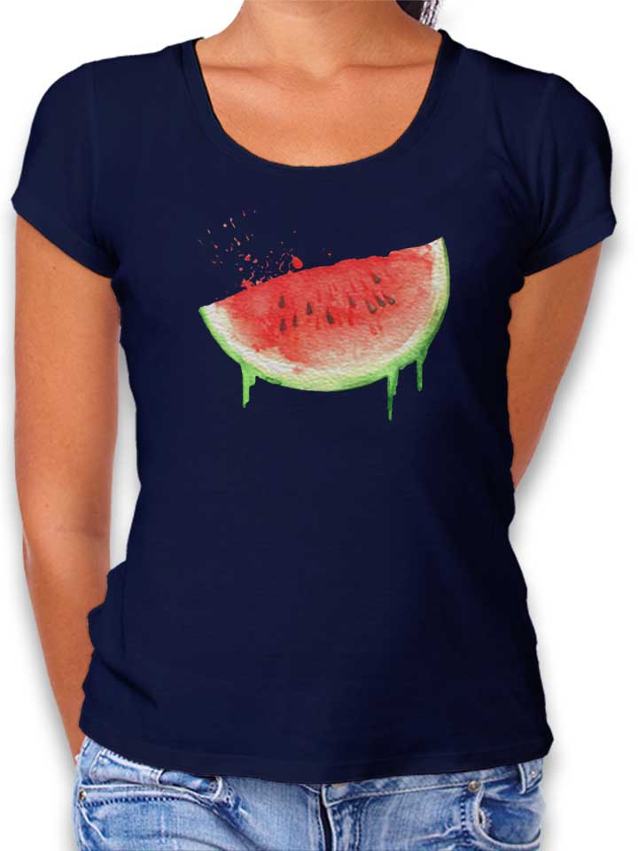 Watercolor Watermelon Damen T-Shirt dunkelblau L