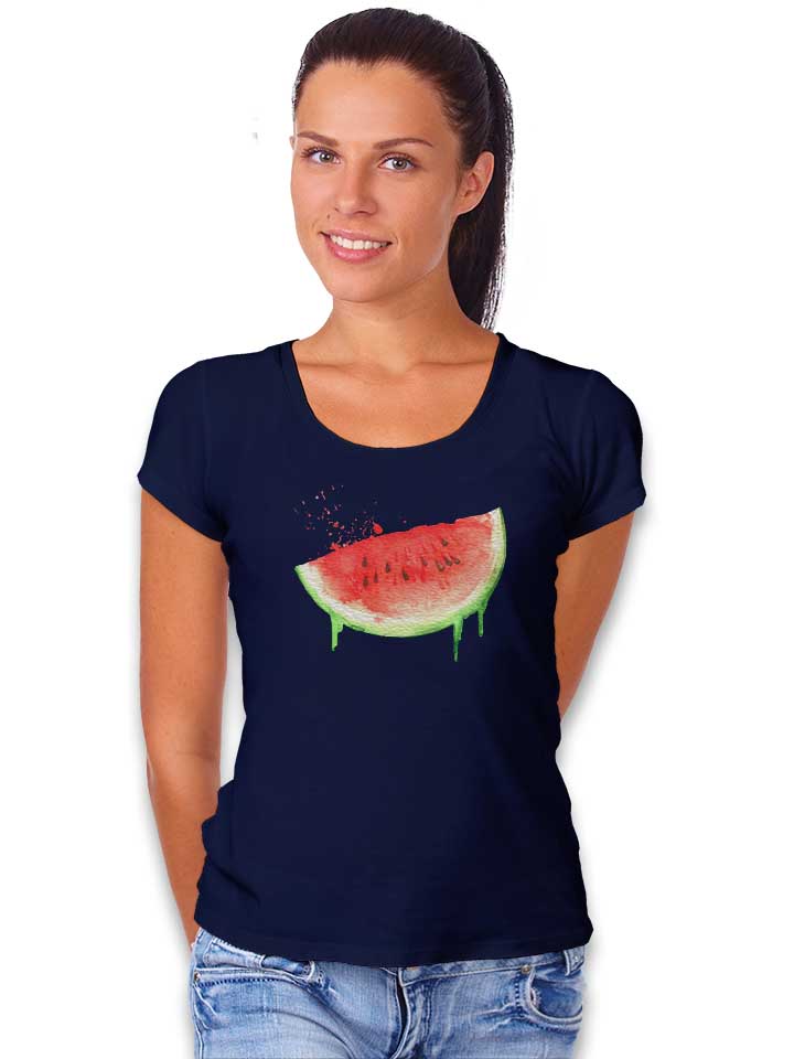 watercolor-watermelon-damen-t-shirt dunkelblau 2