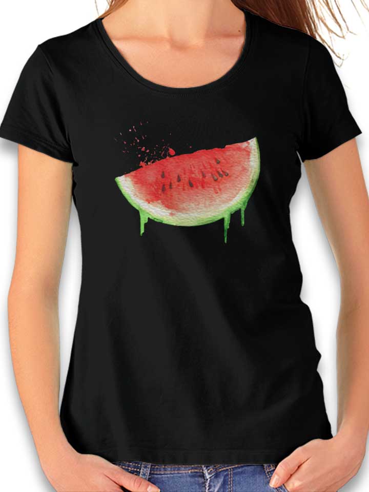 watercolor-watermelon-damen-t-shirt schwarz 1