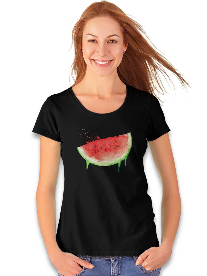 watercolor-watermelon-damen-t-shirt schwarz 2